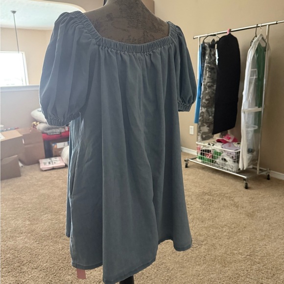 NWT Poliro Oversized Loose Light Blue Puff Sleeve Denim Dress - Picture 4 of 9